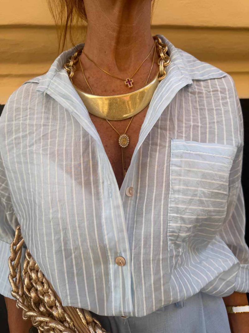 CAMICIA A RIGHE celeste