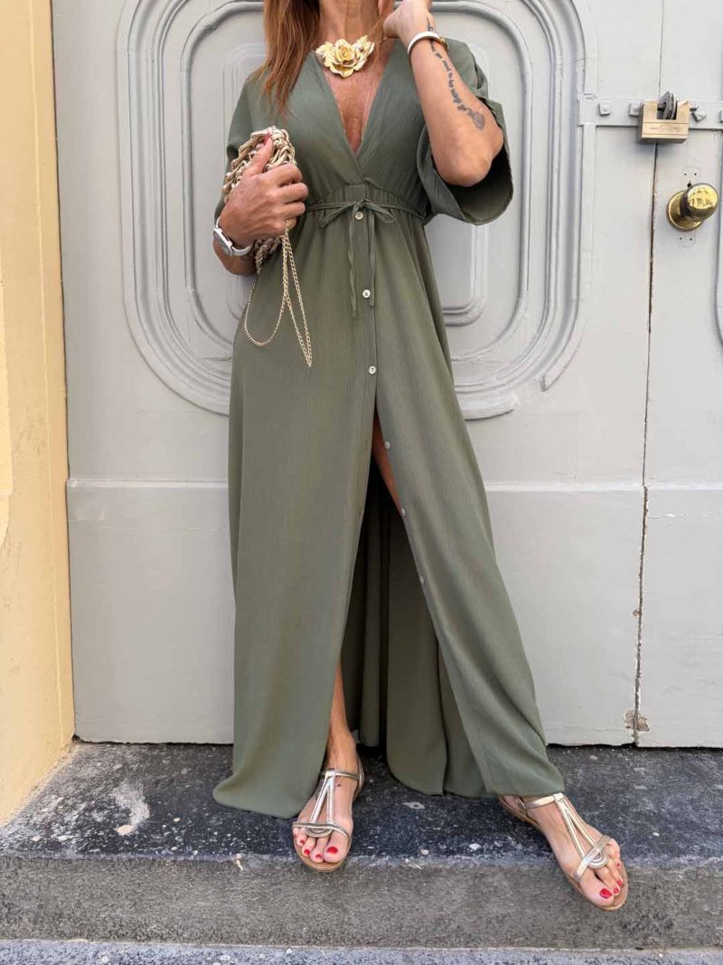 VESTITO KIMONO verde militare