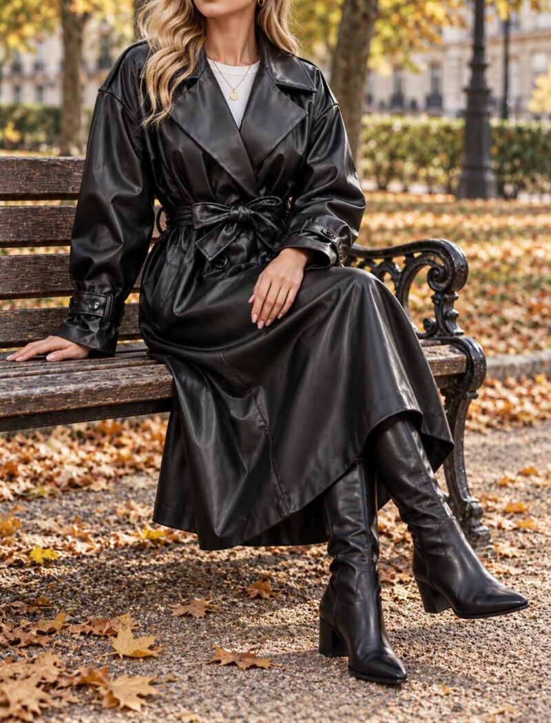 Cappotto ecopelle nero